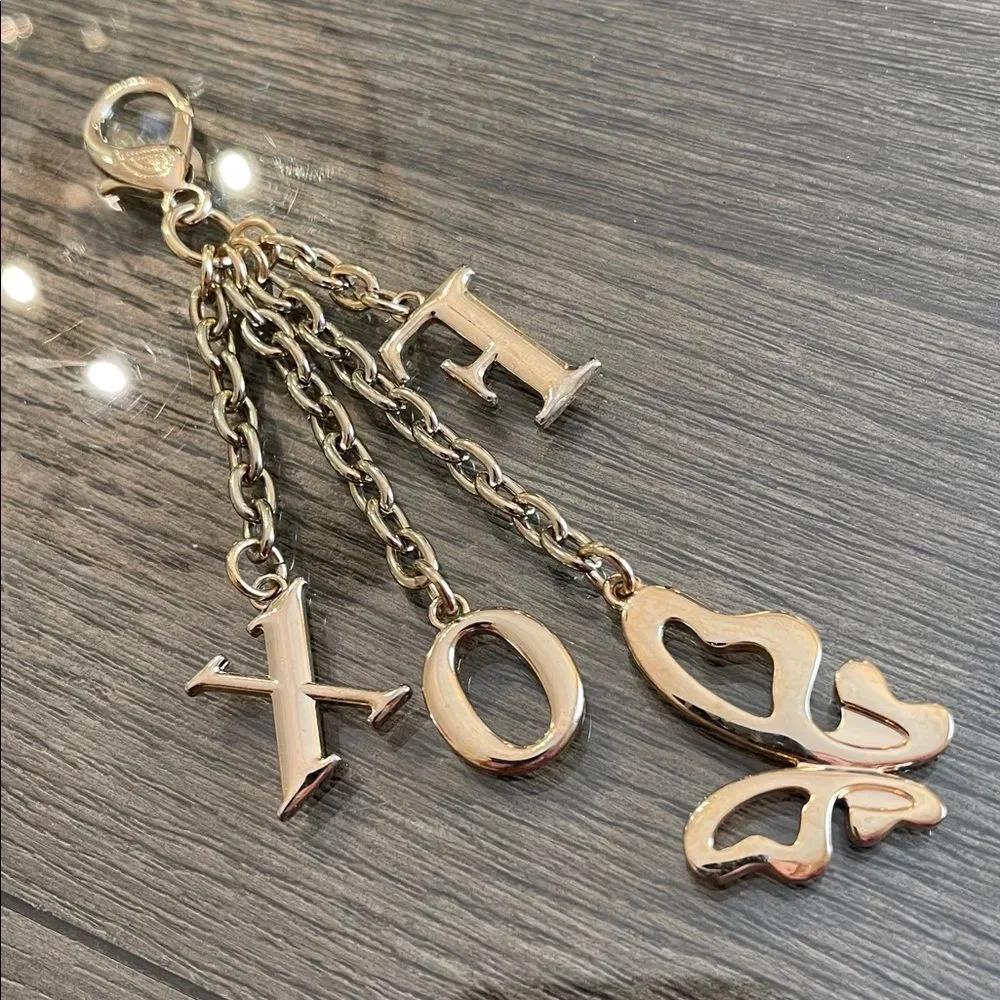 FOXER Gold-tone Fox Letter & Butterfly Keychain Bag Charm